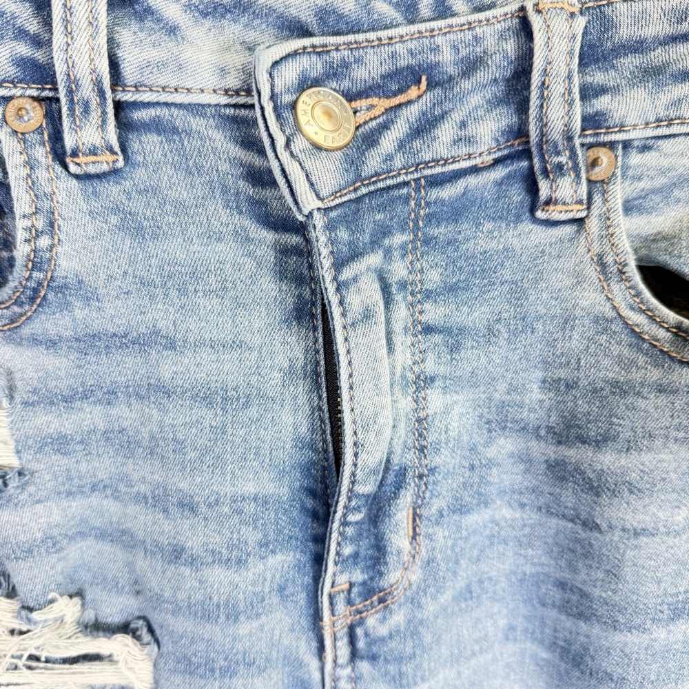 American Eagle Outfitters Medium Blue Distressed Flare Jeans - Picture 4 of 9